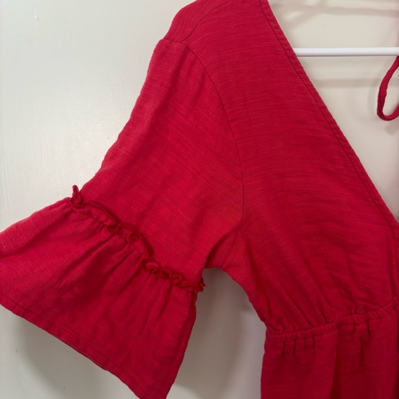 Billabong 100% cotton low V-Neck Ruffle hem lovers wish open back Dress size S - Picture 7 of 12